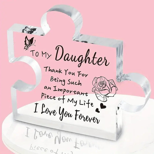 Interlocking Puzzle-Shaped Desktop Decor â 10.5cm Square Display Piece for Home or Gifting(Daughter).