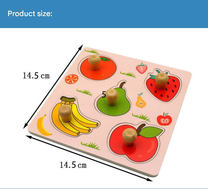 Fish Hand-Grip Puzzle Board â Educational Shape Matching Toy for Early Learning, 14.5cm Square Design.