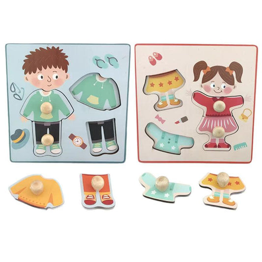 Dual-Character Hand-Grip Puzzle Set â Boys & Girls Dress-Up Matching Toy, 14.5cm Square Design.