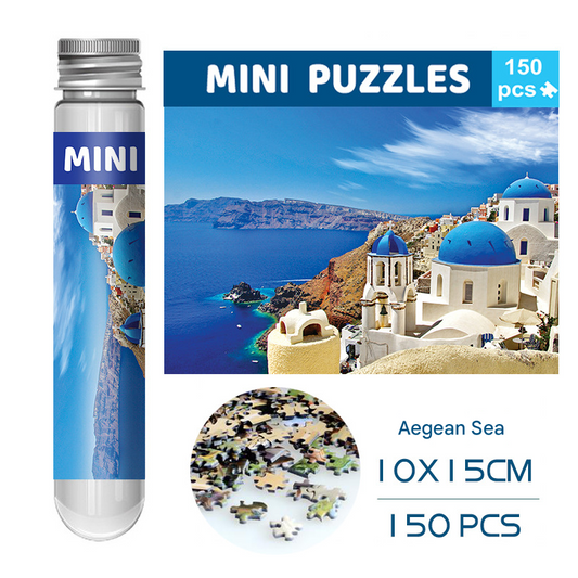 2 PCS 150-Piece Mini Puzzle in Reusable Tube â Compact Jigsaw for Home or Travel, Frame Not Included(137-Aegean Sea).