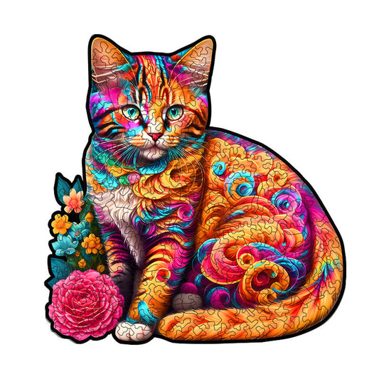Irregular-Shaped Puzzle â A3 Size (33Ã43cm), 210-Piece Design, 4mm Thickness, Compact Packaging(Curly-haired cat).