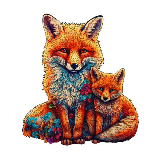 Irregular-Shaped Puzzle â A3 Size (33Ã43cm), 210-Piece Design, 4mm Thickness, Compact Packaging(A mother fox and her cub).