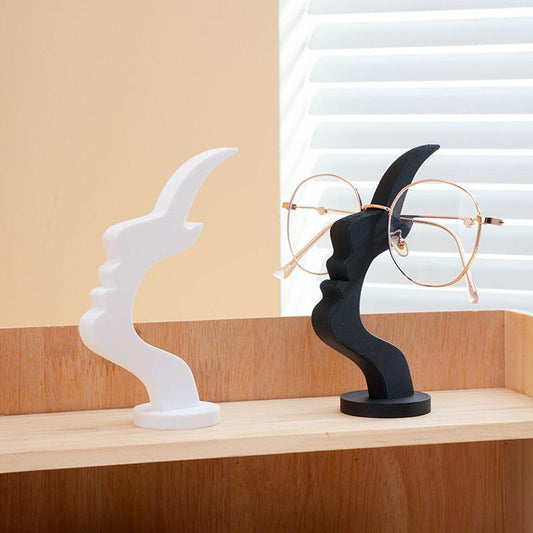 Black and white two pieces Desktop Eyeglass Holder â Minimalist Design for Home or Office, Stable Display Stand with Rounded Base.