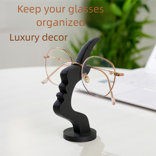 Black and white two pieces Desktop Eyeglass Holder â Minimalist Design for Home or Office, Stable Display Stand with Rounded Base.