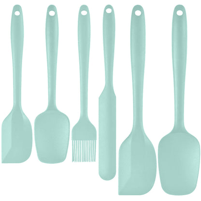 6-Piece Green Silicone Spatula Set – Heat-Resistant, Non-Scratch Kitchen Tools with Integrated Metal Reinforcement, Dishwasher Safe, for Cooking, Mixing, and Baking