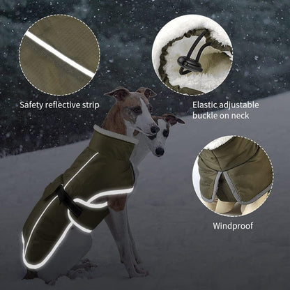 Blue Dog Winter Jacket – Warm, Windproof & Waterproof Pet Coat with Fleece Lining and Reflective Strips for Cold Weather(Size: XL)