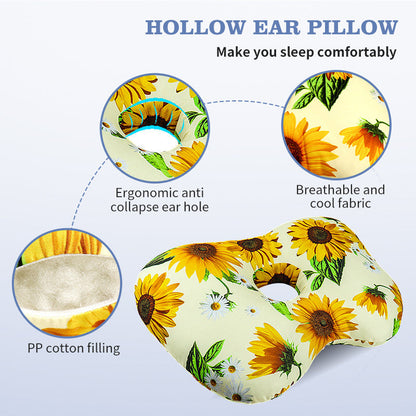 Fan Hollow Ear Support Pillow – Adjustable Side Sleep Neck Cushion with PP Cotton Filling and Breathable Fabric