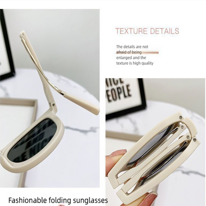 Black Foldable UV400 Sunglasses for Men and Women – Lightweight Driving & Outdoor Sun Glasses with Hard Case, 18.4g TR+Metal Frame, Compact 32mm Folded Size