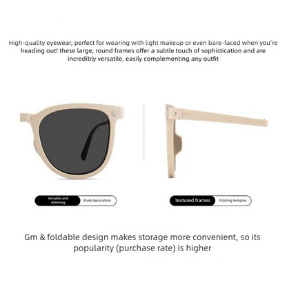 Black Foldable UV400 Sunglasses for Men and Women – Lightweight Driving & Outdoor Sun Glasses with Hard Case, 18.4g TR+Metal Frame, Compact 32mm Folded Size