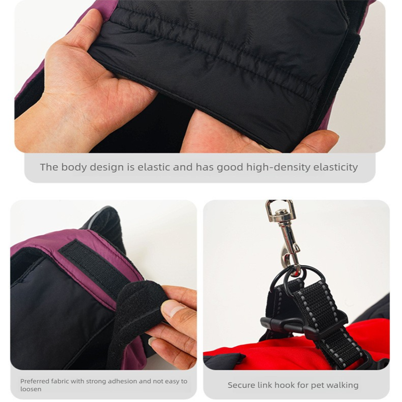 Green Thickened Winter Dog Coat with Reflective Strips – Waterproof, Windproof Pet Jacket for Small to Medium Dogs, Adjustable Fit with Detachable Leash Hook and Decorative Velcro Patch(Size: L)