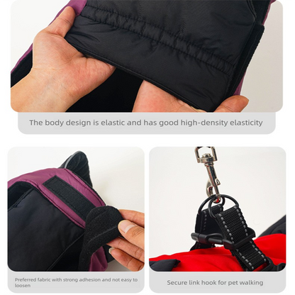 Green Thickened Winter Dog Coat with Reflective Strips – Waterproof, Windproof Pet Jacket for Small to Medium Dogs, Adjustable Fit with Detachable Leash Hook and Decorative Velcro Patch(Size: L)