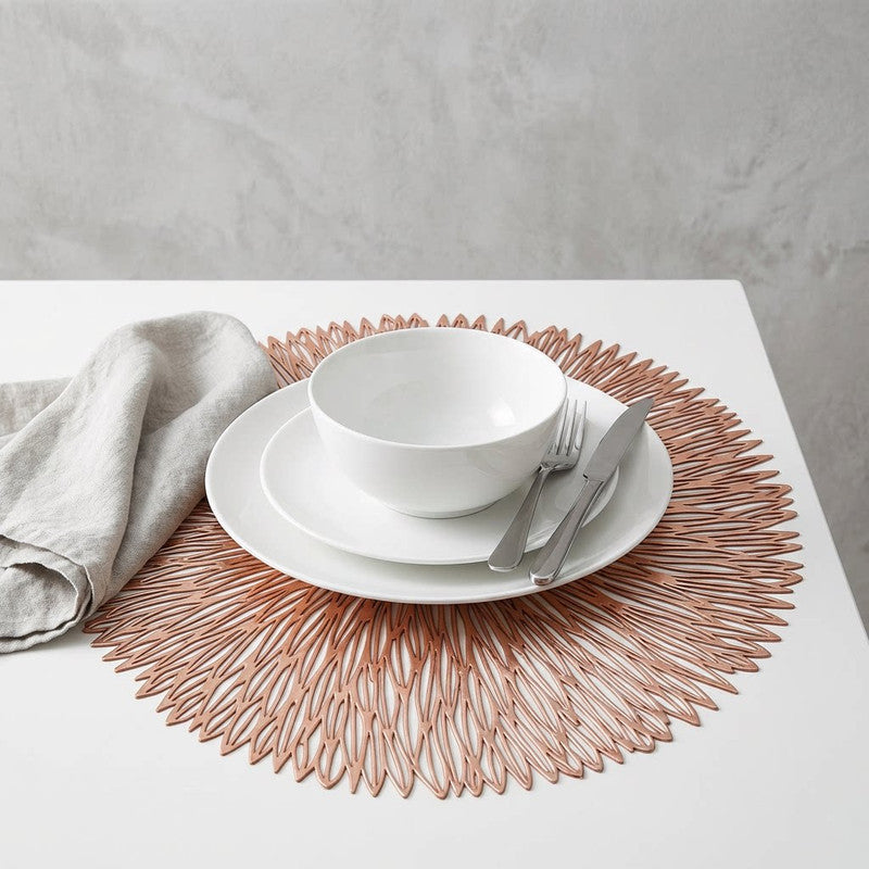 Silver Set of 3 Nordic-Style Round Table Mats – Heat-Resistant, Non-Slip PVC Placemats for Home Use, Creative Dish Pads, 38cm Diameter, Ideal for Dining Tables and Decor
