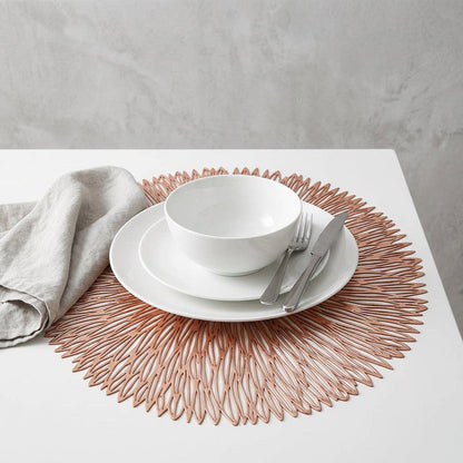 Silver Set of 3 Nordic-Style Round Table Mats – Heat-Resistant, Non-Slip PVC Placemats for Home Use, Creative Dish Pads, 38cm Diameter, Ideal for Dining Tables and Decor