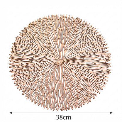 Silver Set of 3 Nordic-Style Round Table Mats – Heat-Resistant, Non-Slip PVC Placemats for Home Use, Creative Dish Pads, 38cm Diameter, Ideal for Dining Tables and Decor
