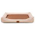 Pink Rectangular Pet Bed with Removable Cooling Mat – Durable 600D Oxford Fabric Dog & Cat Bed, High-Rebound PP Cotton Filling, Non-Slip Base, for Medium to Large Breeds, Includes Free Cooling Pad(Size:S)
