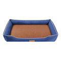 Blue Rectangular Pet Bed with Removable Cooling Mat – Durable 600D Oxford Fabric Dog & Cat Bed, High-Rebound PP Cotton Filling, Non-Slip Base, for Medium to Large Breeds, Includes Free Cooling Pad(Size:M)