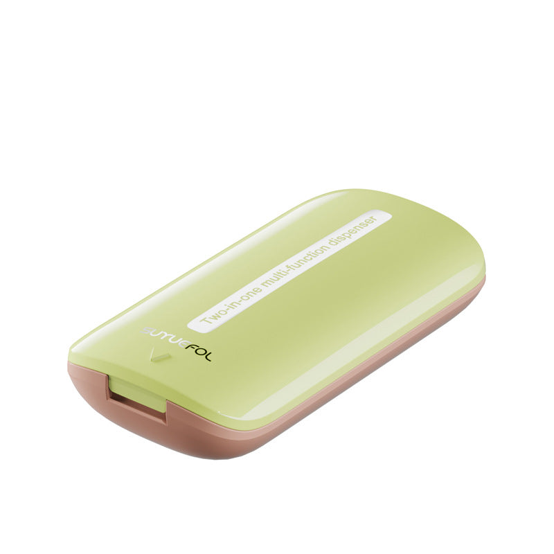 2-Pack Green Portable Pill Splitter Set – Dual-Function Medication Divider with Stainless Steel Blade and Removable Silicone Liner