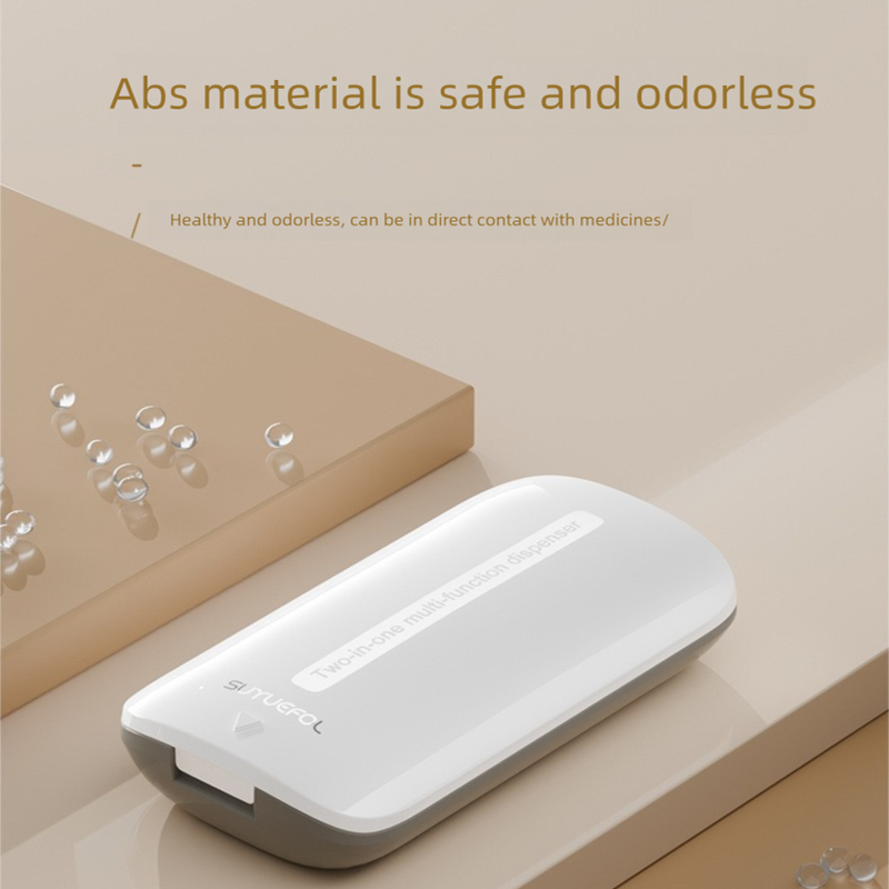 2-Pack Brown and beige Portable Pill Splitter Set – Dual-Function Medication Divider with Stainless Steel Blade and Removable Silicone Liner