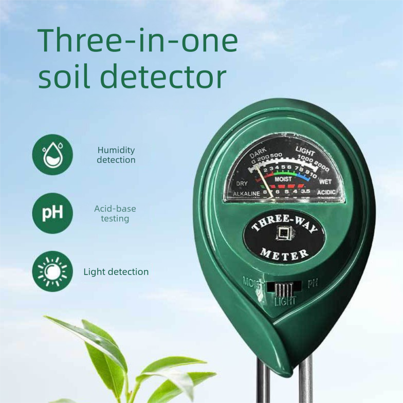 3-in-1 Soil Tester Meter for Moisture, pH and Light Intensity – Battery-Free Analog Probe for Gardening, Farming and Plant Care