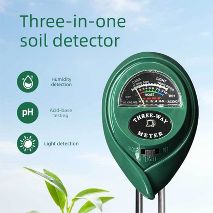 3-in-1 Soil Tester Meter for Moisture, pH and Light Intensity – Battery-Free Analog Probe for Gardening, Farming and Plant Care