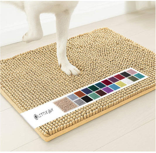 Beige 50×80 cm Extra-Thick Chenille Floor Mat for Bathrooms and Pet Use – High-Density Absorbent, Non-Slip, Machine-Washable Rug for Dogs and Humans