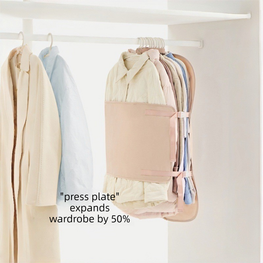 Pink Foldable Hanging Compression Board for Wardrobe Organization – 90×58 cm Ultra-Thin Garment Organizer with Adjustable Side Straps and Top Buckle, Holds Up to 30 Thin Jackets