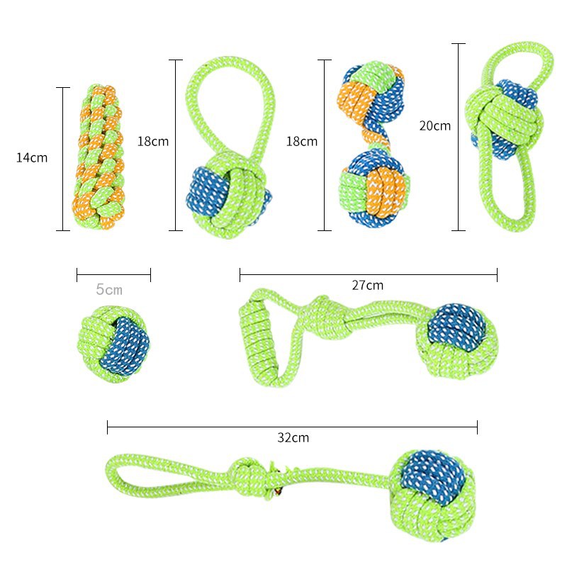 7-Piece Purple and pink Durable Cotton Rope Dog Toy Set - Washable Knotted Ball & Tug Toys for Aggressive Chewers, Interactive Teeth Cleaning Pet Toy for Small to Medium Dogs & Cats