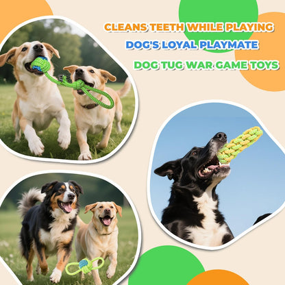 7-Piece Yellow and pink Durable Cotton Rope Dog Toy Set - Washable Knotted Ball & Tug Toys for Aggressive Chewers, Interactive Teeth Cleaning Pet Toy for Small to Medium Dogs & Cats