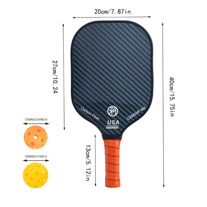 Professional Carbon Fiber Pickleball Paddle Set with Advanced Polymer Core - Includes Outdoor Balls & Portable Mesh Carry Bag(LT-601)