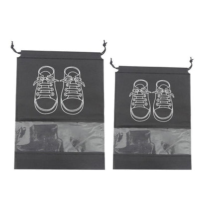 50-Pack Shoe Storage Bags - 25 Medium and 25 Large - Non-Woven Dust-Proof Travel Organiser with Transparent Window, Drawstring Closure for Business Trips, Home Wardrobe and Daily Storage