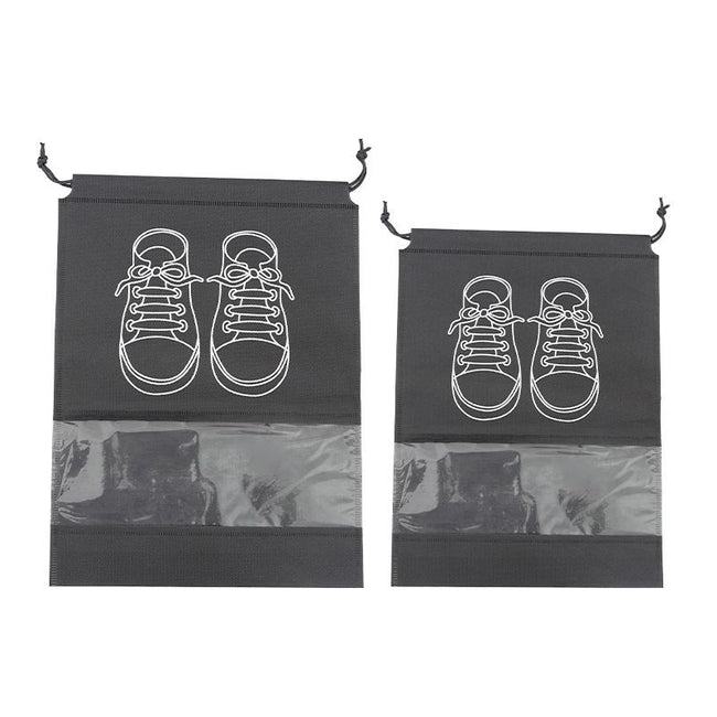 50-Pack Shoe Storage Bags - 25 Medium and 25 Large - Non-Woven Dust-Proof Travel Organiser with Transparent Window, Drawstring Closure for Business Trips, Home Wardrobe and Daily Storage Hover Image