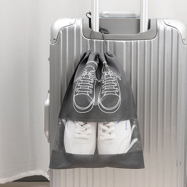 50-Pack Shoe Storage Bags - 25 Medium and 25 Large - Non-Woven Dust-Proof Travel Organiser with Transparent Window, Drawstring Closure for Business Trips, Home Wardrobe and Daily Storage Main Image