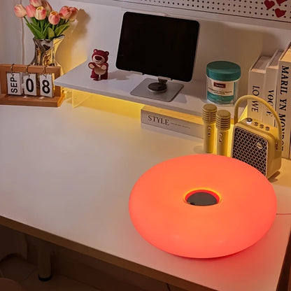 Retro Bauhaus Donut Bedside Lamp - Cordless Vibrant Orange Ambient Light and Sconce with Touch Dimming (USB Rechargeable)