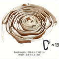 Khaki 5.3M Heavy Duty PU Leather Camping Lanyard with 19 Carabiners  - Portable Outdoor Clothesline for Tents & Canopies.
