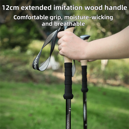 2-Pack Black Aluminum Alloy Telescopic Trekking Poles with Secure External Lock & Accessory - 3-Section Adjustable Hiking Sticks(65-135cm).