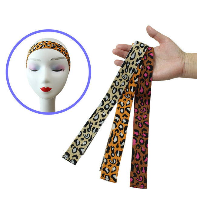 Adjustable Elastic Headband & Wig Grip Band - Comfortable and Seamless Edge Fixer for Wigs and Frontals (3-Pack Leopard Print) Main Image