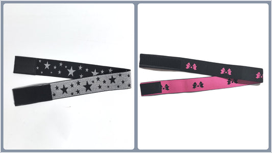 Adjustable Elastic Headband & Wig Grip Band - Comfortable and Seamless Edge Fixer for Wigs and Frontals (Black Silver Stars + Black Pink Butterfly)