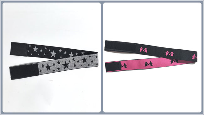 Adjustable Elastic Headband & Wig Grip Band - Comfortable and Seamless Edge Fixer for Wigs and Frontals (Black Silver Stars + Black Pink Butterfly) Hover Image