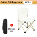 36CM White Portable Folding Camping Chair with Storage Bag & Pocket - Heavy-Duty Carbon Steel Picnic Chair.