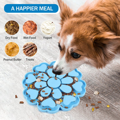 Yellow 4-in-1 Textured Silicone Pet Lick Mat & Slow Feeder - Anti-Anxiety Calming Pad with Back Suction Cups