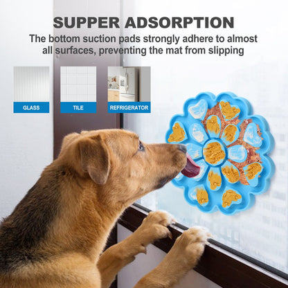 Yellow 4-in-1 Textured Silicone Pet Lick Mat & Slow Feeder - Anti-Anxiety Calming Pad with Back Suction Cups
