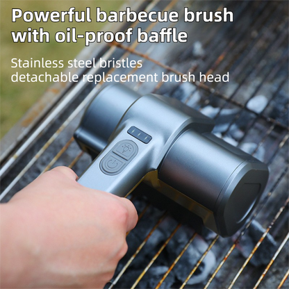 3-in-1 Black Cordless Electric Grill Cleaner Built-in LED & USB Charging - Waterproof High Power BBQ Cleaning Brush with 2-Speed Setting