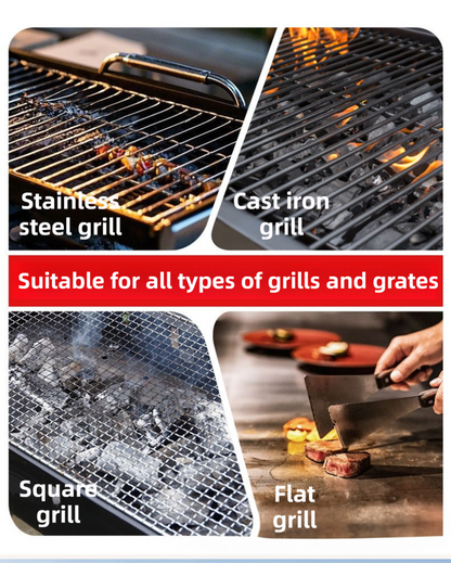 3-in-1 Sliver Cordless Electric Grill Cleaner Built-in LED & USB Charging - Waterproof High Power BBQ Cleaning Brush with 2-Speed Setting
