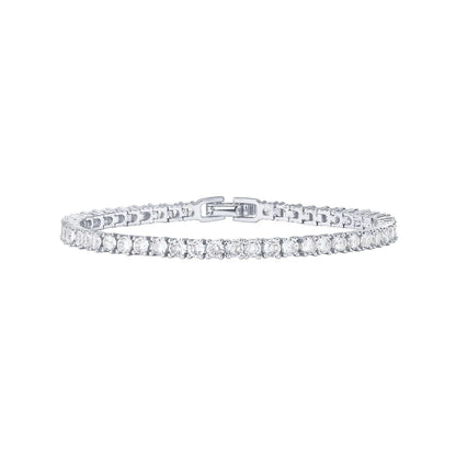 Silver 4.0mm Iced-Out Zirconia Tennis Bracelet with Secure Clasp - Classic Luxury Rhinestone Tennis Chain for Men & Women (7 Inches)