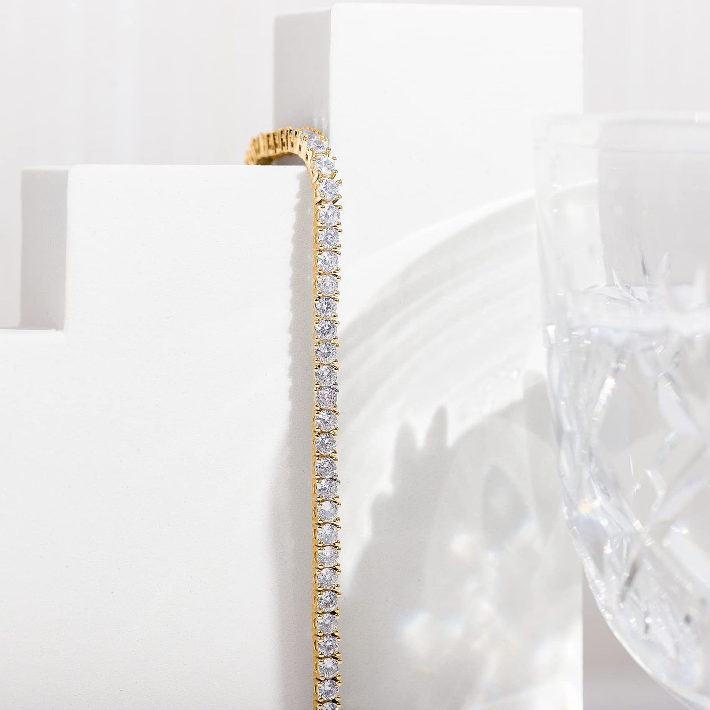 Silver 4.0mm Iced-Out Zirconia Tennis Bracelet with Secure Clasp - Classic Luxury Rhinestone Tennis Chain for Men & Women (7 Inches)