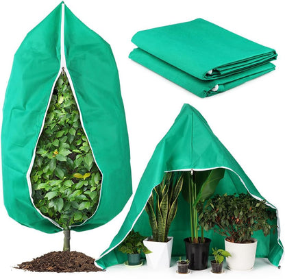 4-Pack Winter Plant Cold Protection Covers with Zipper & Drawstring - Thickened Frost Thermal Blankets and UV Resistant Shrub Jackets (60 x 80 CM)