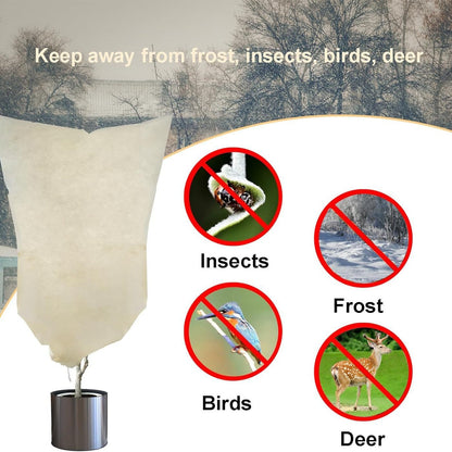 4-Pack Winter Plant Cold Protection Covers with Zipper & Drawstring - Thickened Frost Thermal Blankets and UV Resistant Shrub Jackets (60 x 80 CM)