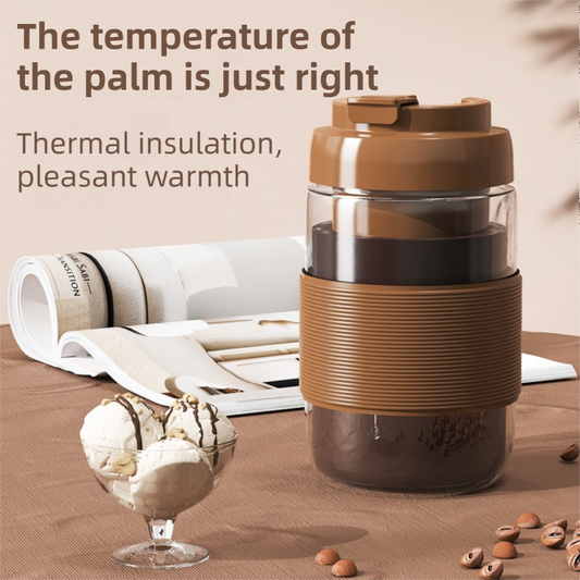 Portable Electric Coffee Bean Grinding Cup & Juicer with Safe Hidden Stainless Steel Blades - 420ML USB Rechargeable Travel Brewer.