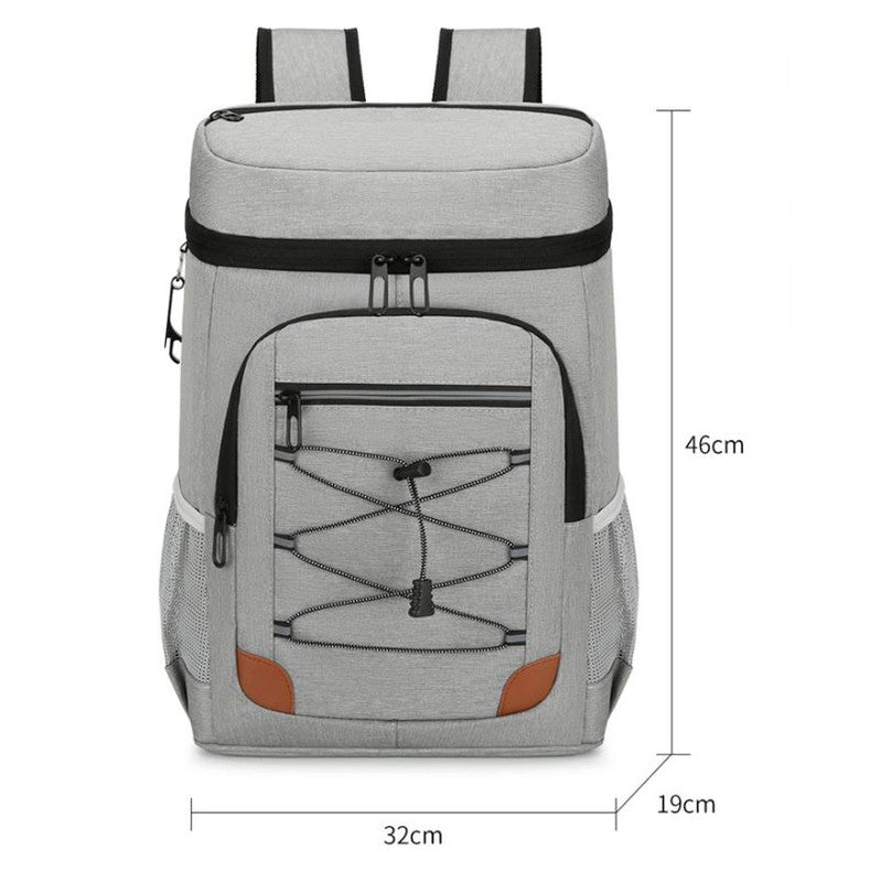 Dark Grey 5.55 Gallons Large Insulated Picnic Backpack with Multi Pockets & Leak-Proof Interior - Multifunctional Waterproof Thermal Lunch Bag for Camping, Hiking & Outdoor Travel