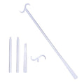 2-Pack White Portable Dressing Aid Stick & Long-Handled Shoe Horn (3-Section Detachable) - Adjustable 62cm-88cm Dressing Hook for Seniors & Limited Mobility